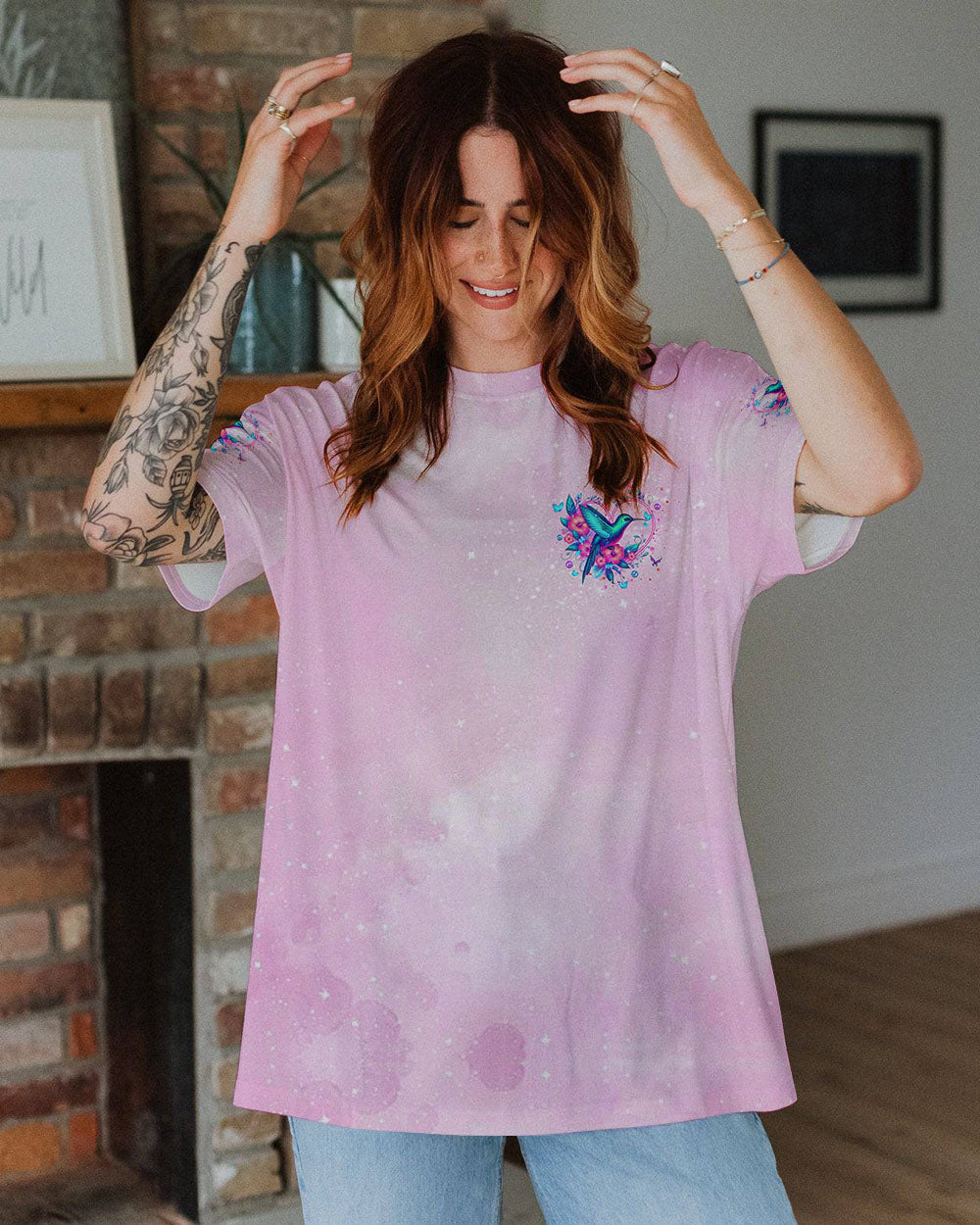 JUST BREATHE HUMMINGBIRD ALL OVER PRINT - YHDU0410244