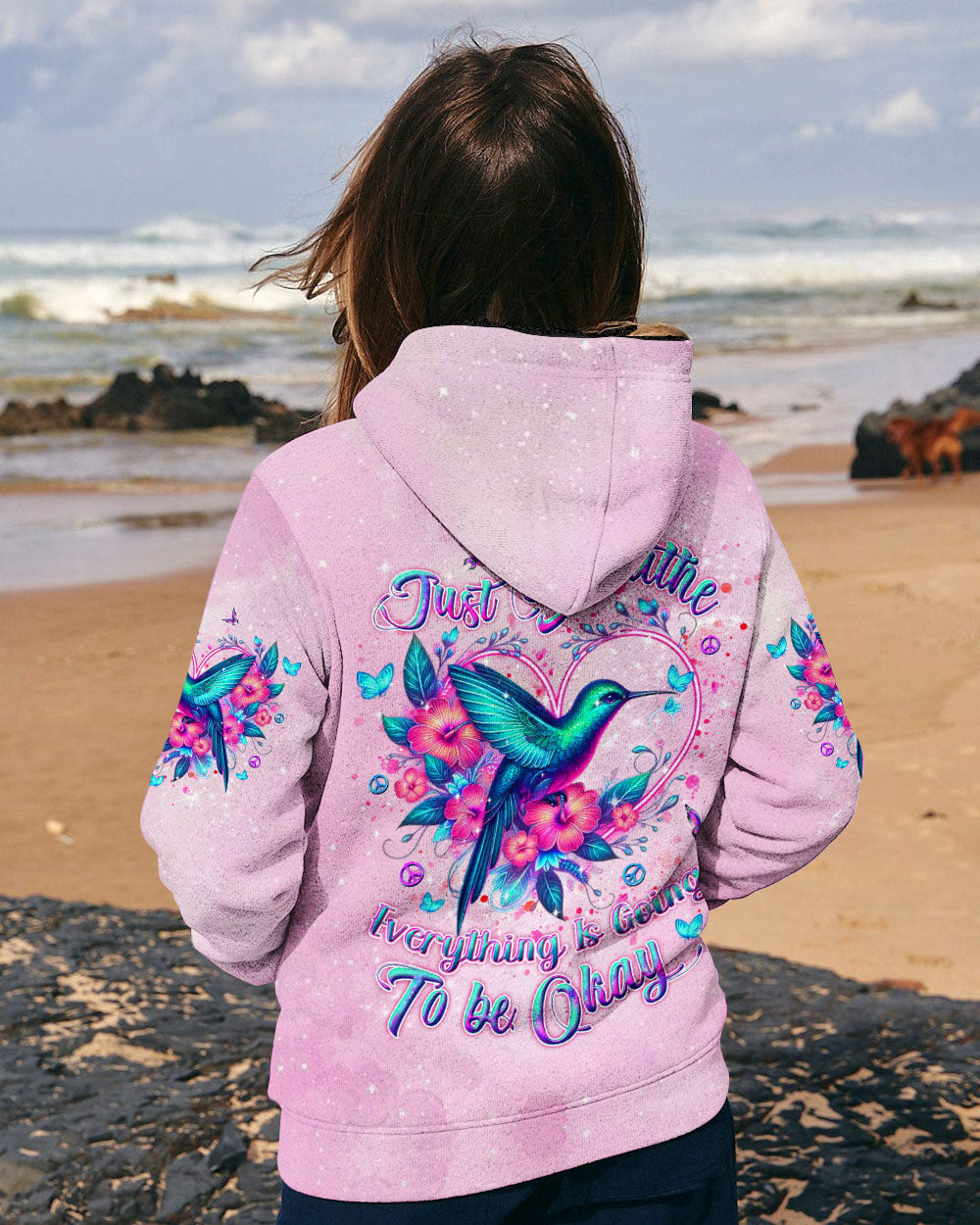 JUST BREATHE HUMMINGBIRD ALL OVER PRINT - YHDU0410244