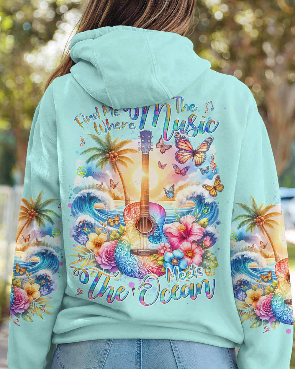 FIND ME WHERE THE MUSIC MEETS THE OCEAN GUITAR ALL OVER PRINT - YHDU0412232
