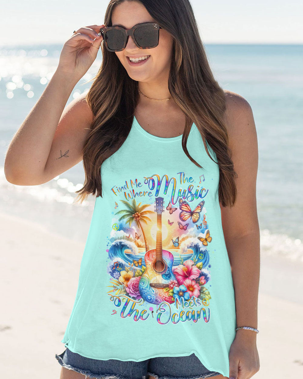 FIND ME WHERE THE MUSIC MEETS THE OCEAN GUITAR ALL OVER PRINT - YHDU0412232