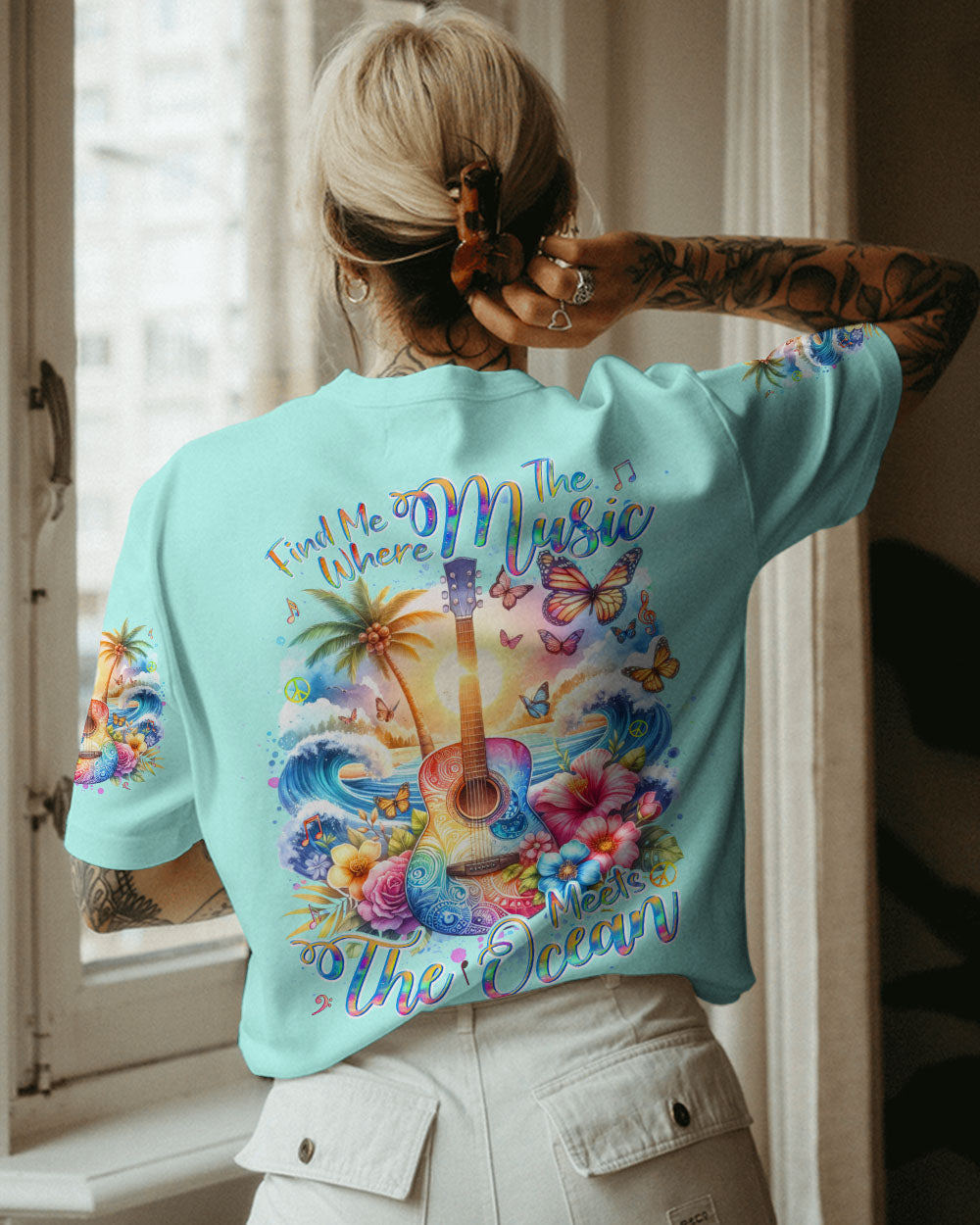 FIND ME WHERE THE MUSIC MEETS THE OCEAN GUITAR ALL OVER PRINT - YHDU0412232