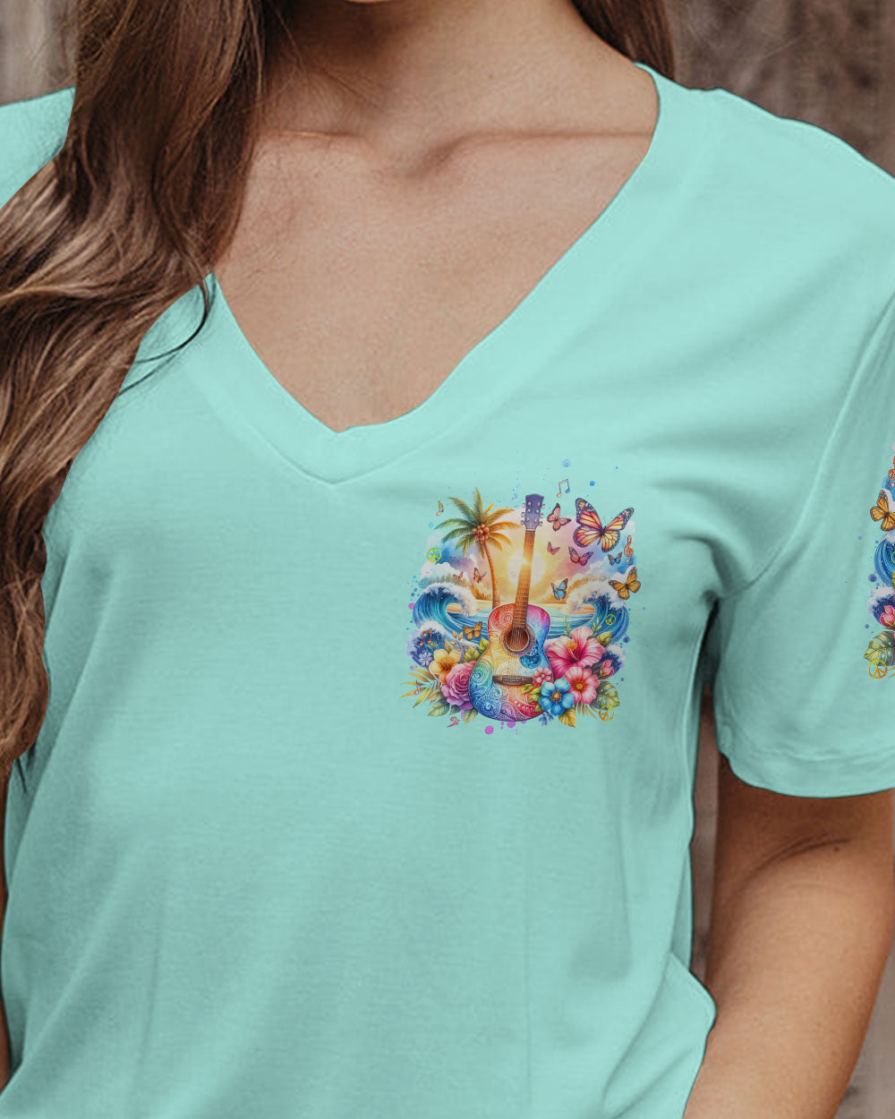 FIND ME WHERE THE MUSIC MEETS THE OCEAN GUITAR ALL OVER PRINT - YHDU0412232