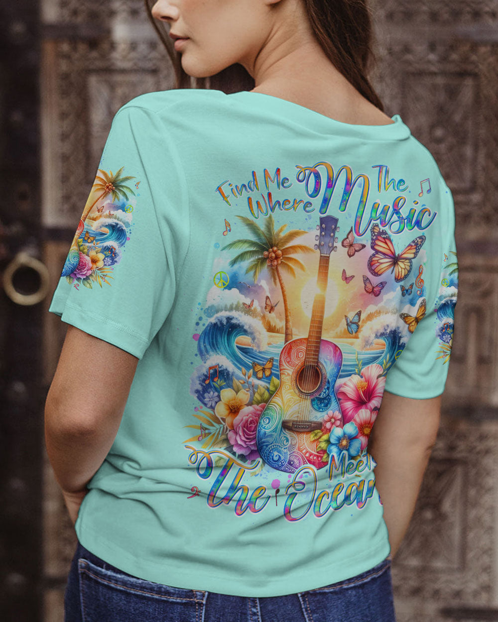 FIND ME WHERE THE MUSIC MEETS THE OCEAN GUITAR ALL OVER PRINT - YHDU0412232