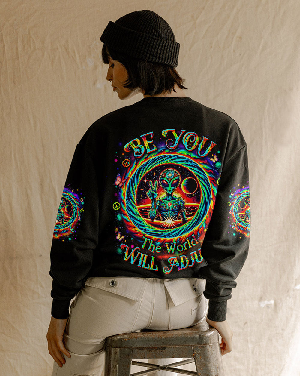 BE YOU THE WORLD WILL ADJUST ALIEN ALL OVER PRINT - YHDU0412244