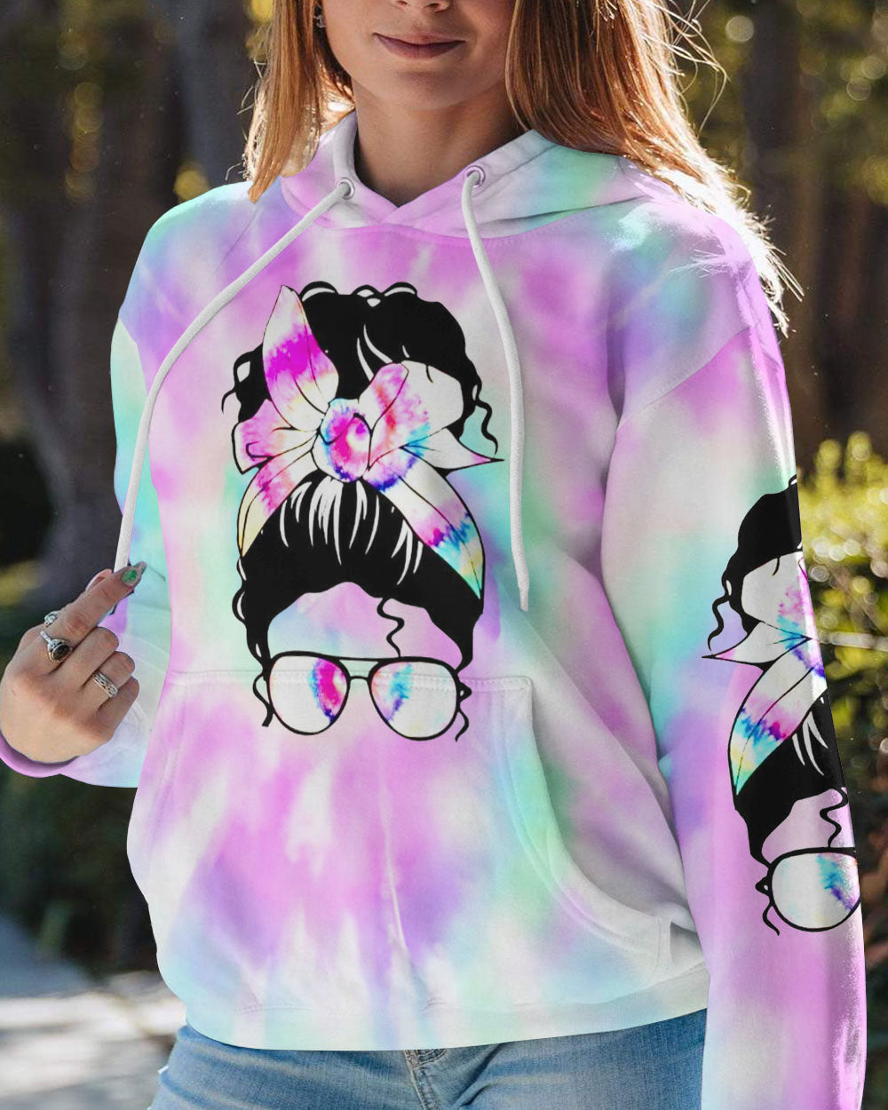 I DECIDE MY VIBE MESSY BUN ALL OVER PRINT - YHDU0707234