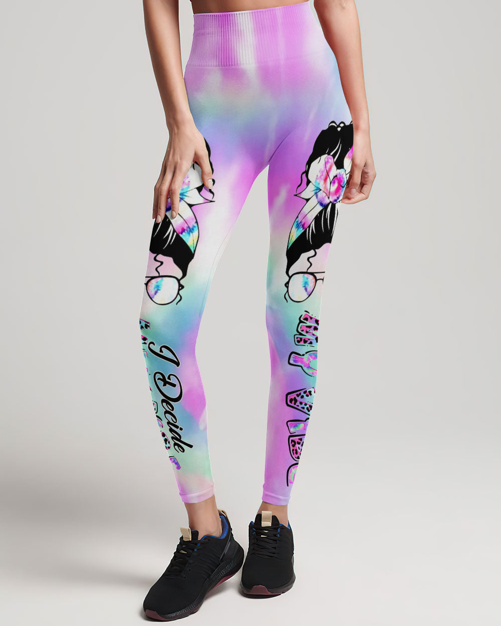 I DECIDE MY VIBE MESSY BUN ALL OVER PRINT - YHDU0707234
