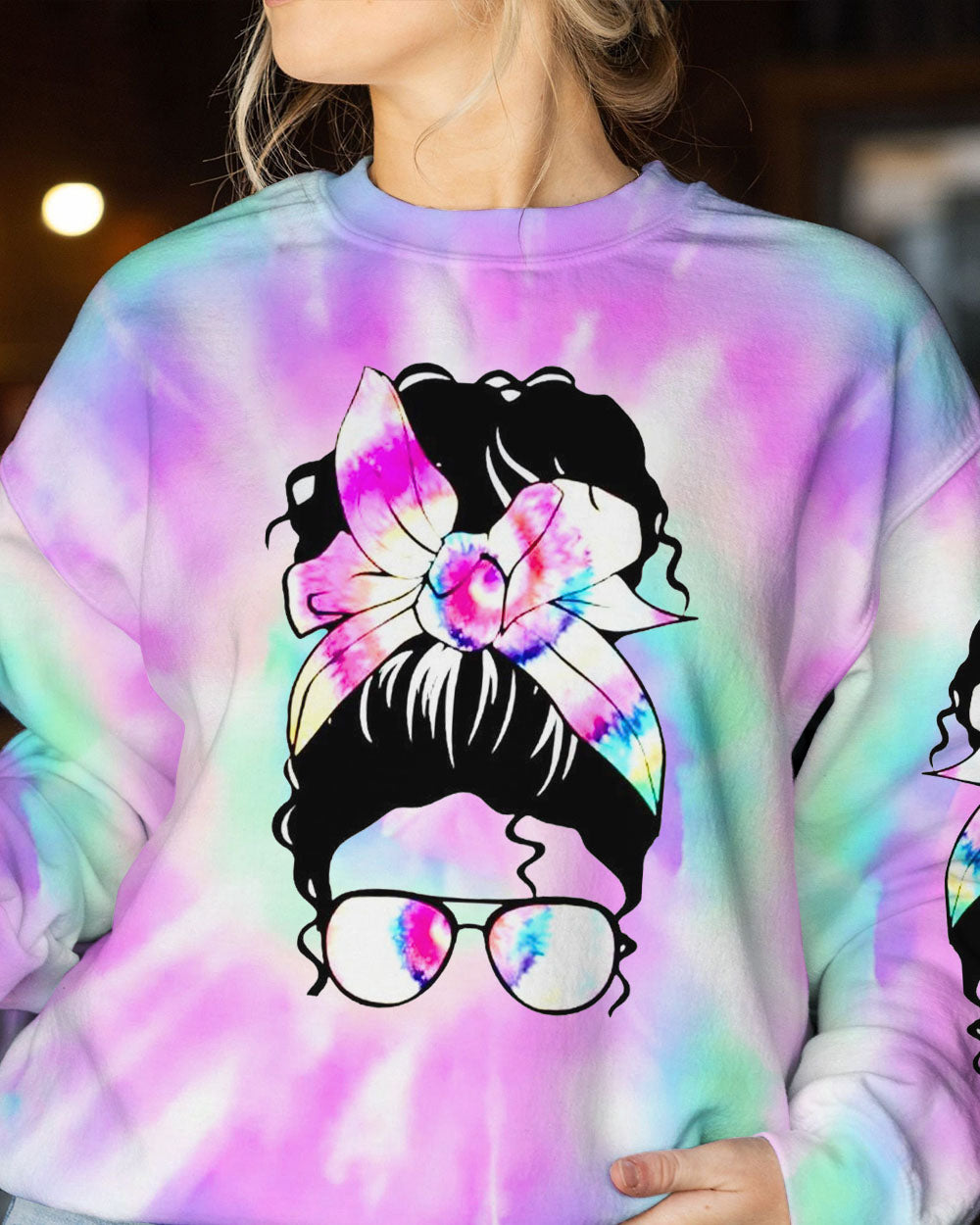 I DECIDE MY VIBE MESSY BUN ALL OVER PRINT - YHDU0707234
