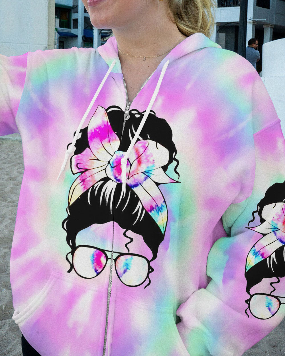 I DECIDE MY VIBE MESSY BUN ALL OVER PRINT - YHDU0707234