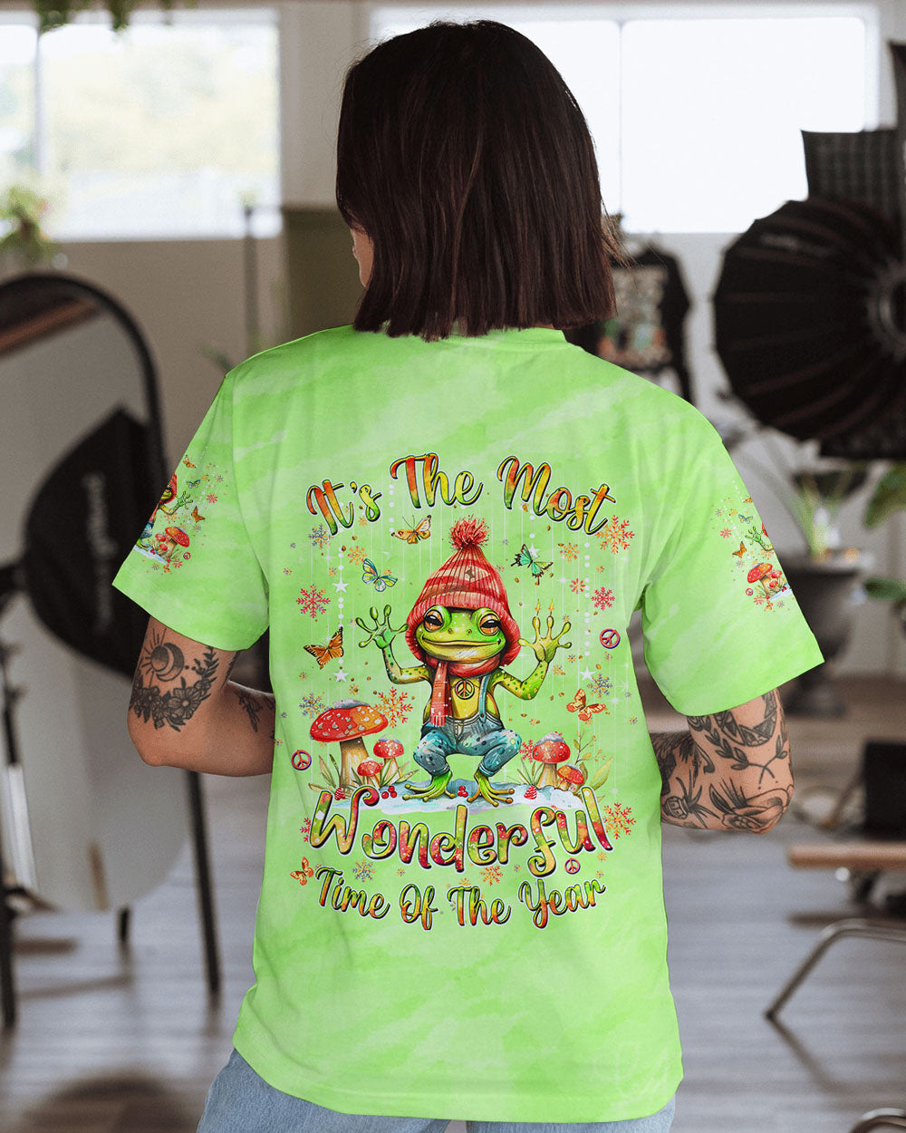IT'S THE MOST WONDERFUL TIME CHRISTMAS FROG ALL OVER PRINT - YHDU0910242