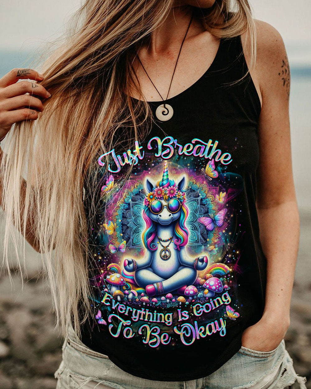 JUST BREATHE UNICORN ALL OVER PRINT - YHDU1107243