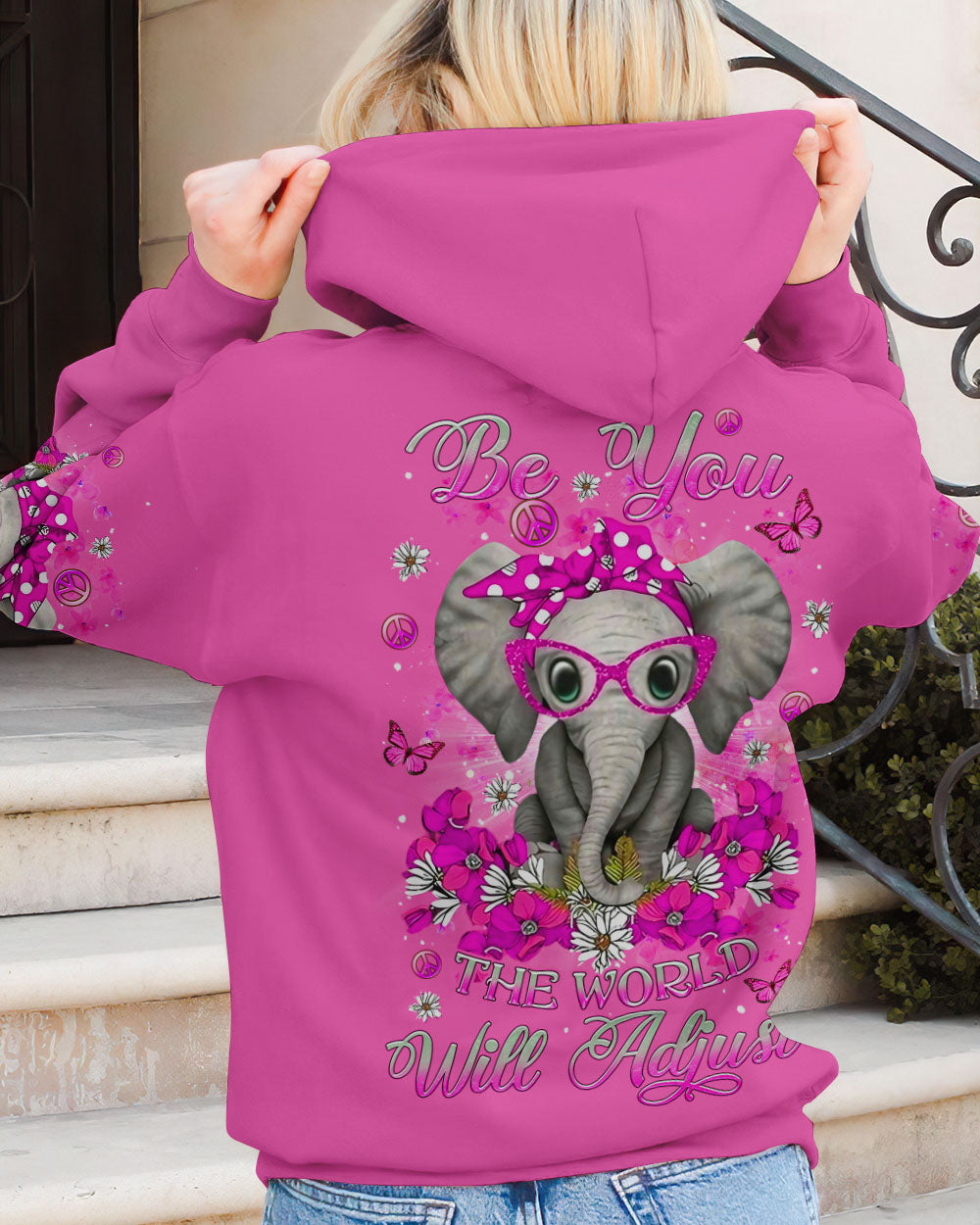 BE YOU THE WORLD WILL ADJUST ELEPHANT ALL OVER PRINT - YHDU1109238