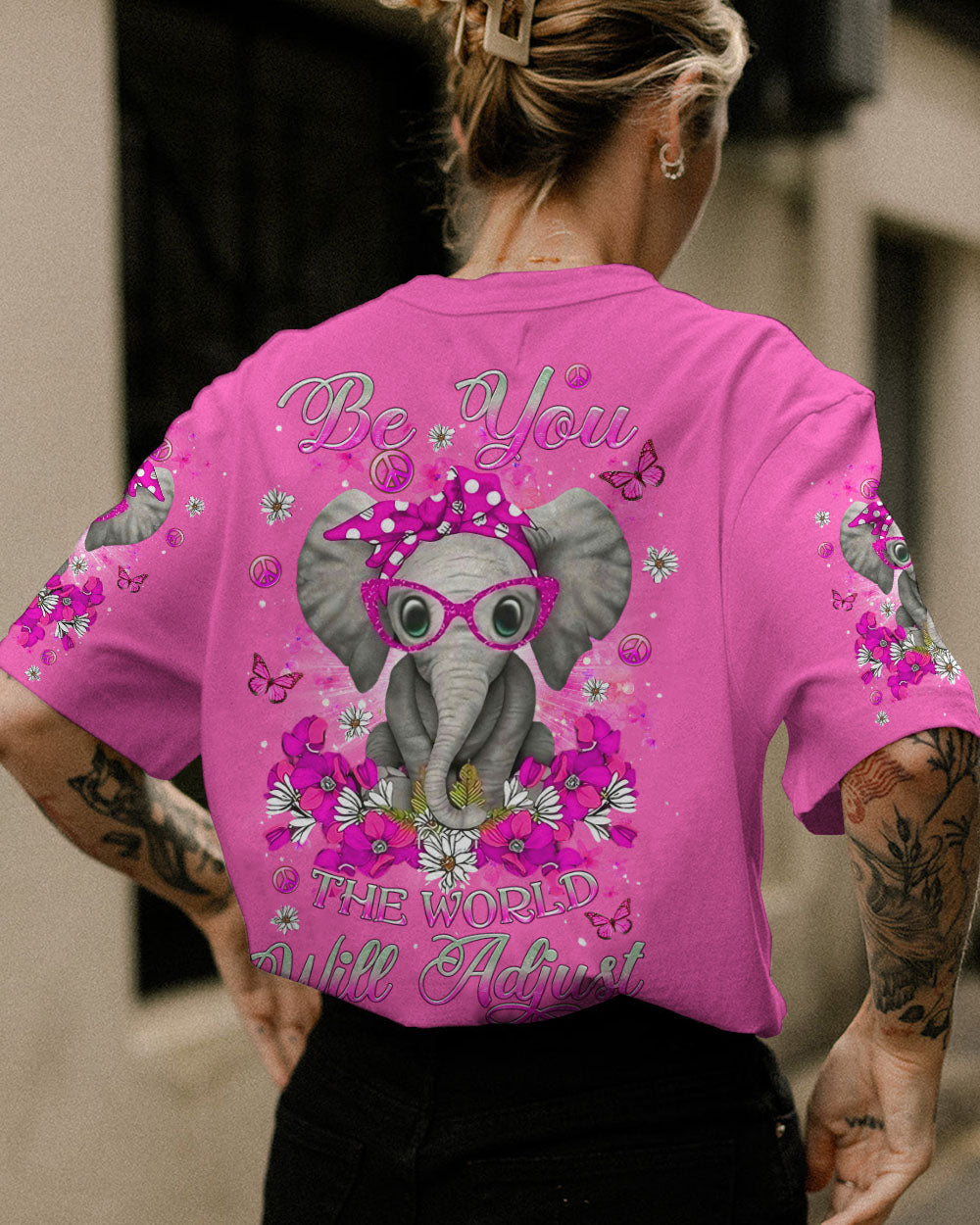 BE YOU THE WORLD WILL ADJUST ELEPHANT ALL OVER PRINT - YHDU1109238