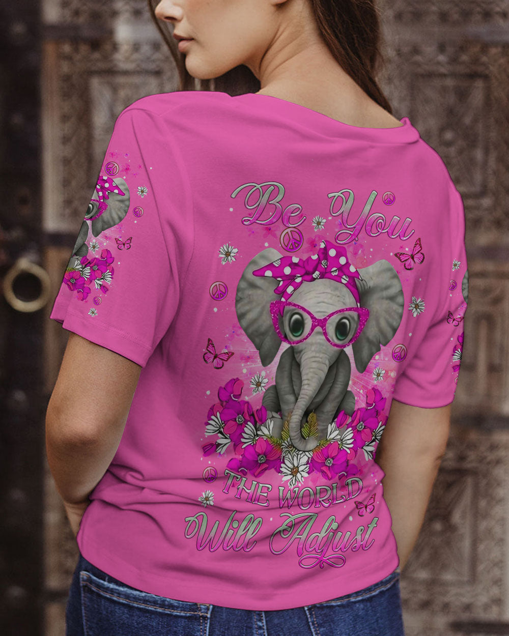 BE YOU THE WORLD WILL ADJUST ELEPHANT ALL OVER PRINT - YHDU1109238