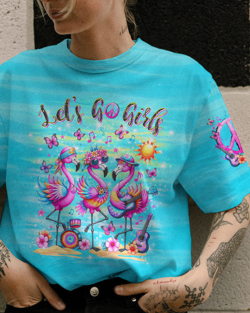 LET'S GO GIRLS FLAMINGO ALL OVER PRINT - YHDU1204242
