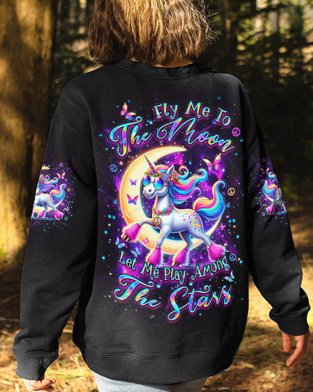FLY ME TO THE MOON UNICORN ALL OVER PRINT - YHDU1207241