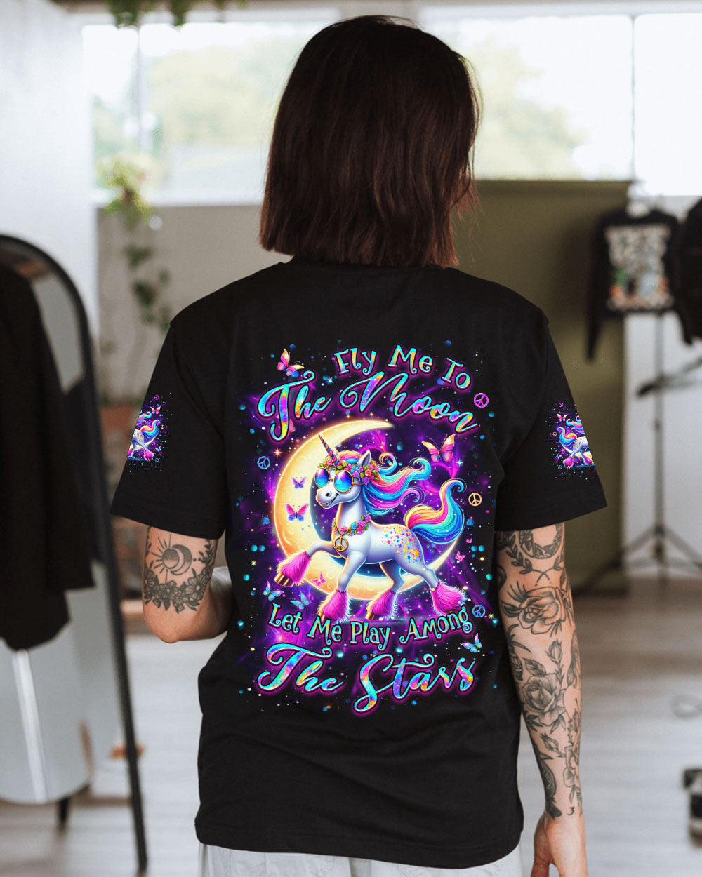 FLY ME TO THE MOON UNICORN ALL OVER PRINT - YHDU1207241