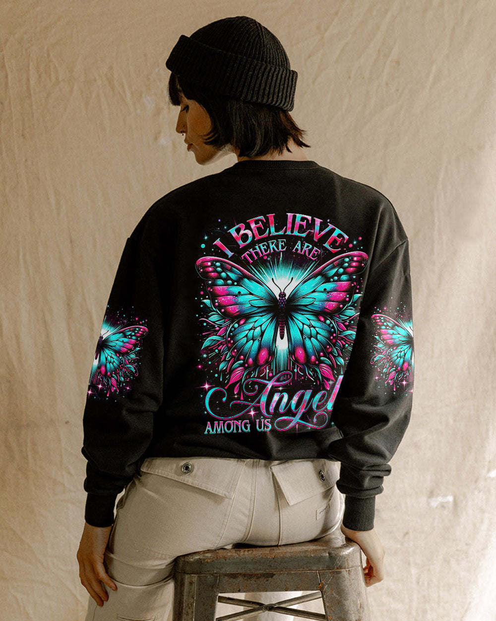 I BELIEVE THERE ARE ANGELS AMONG US BUTTERFLY ALL OVER PRINT - YHDU1406242