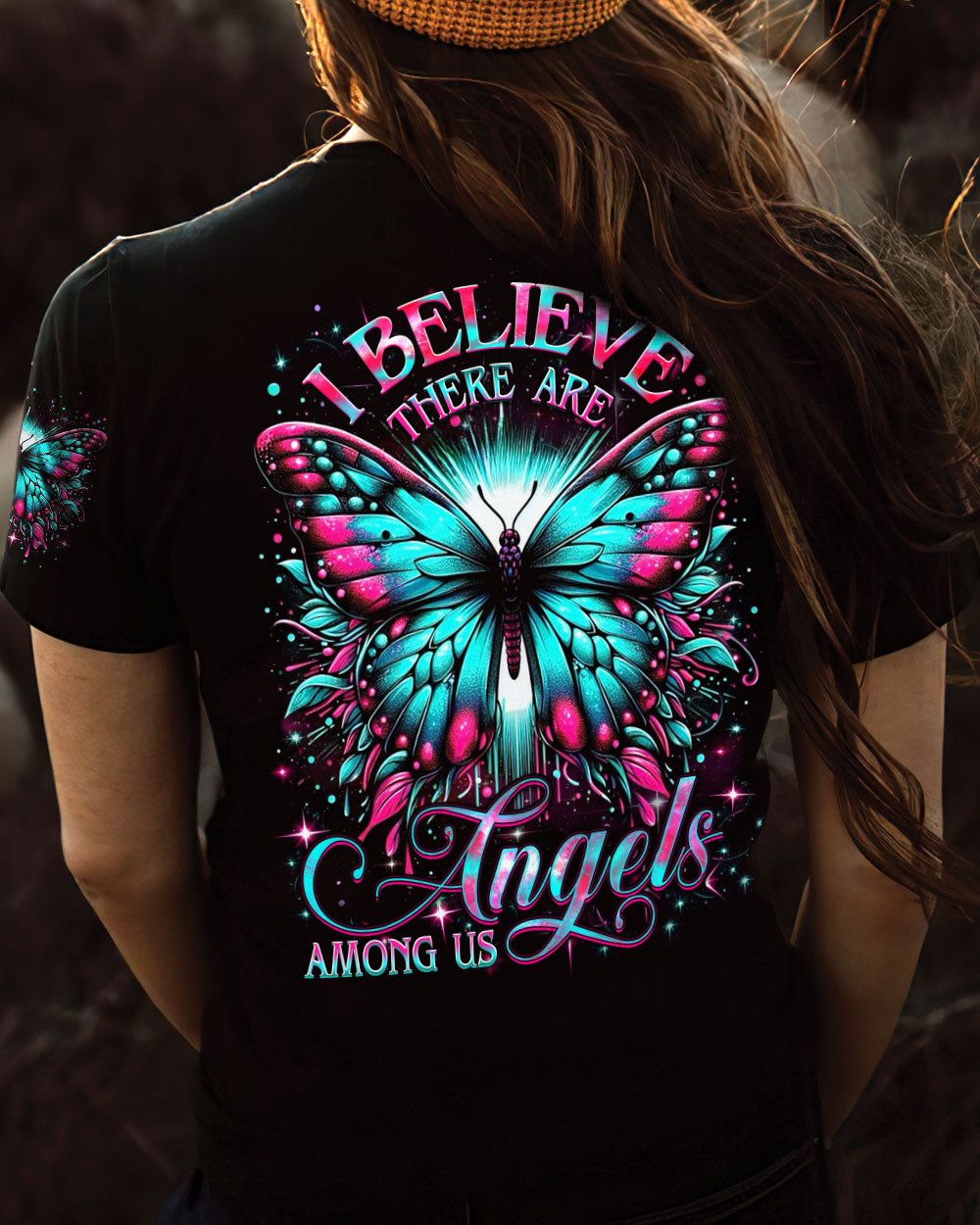 I BELIEVE THERE ARE ANGELS AMONG US BUTTERFLY ALL OVER PRINT - YHDU1406242