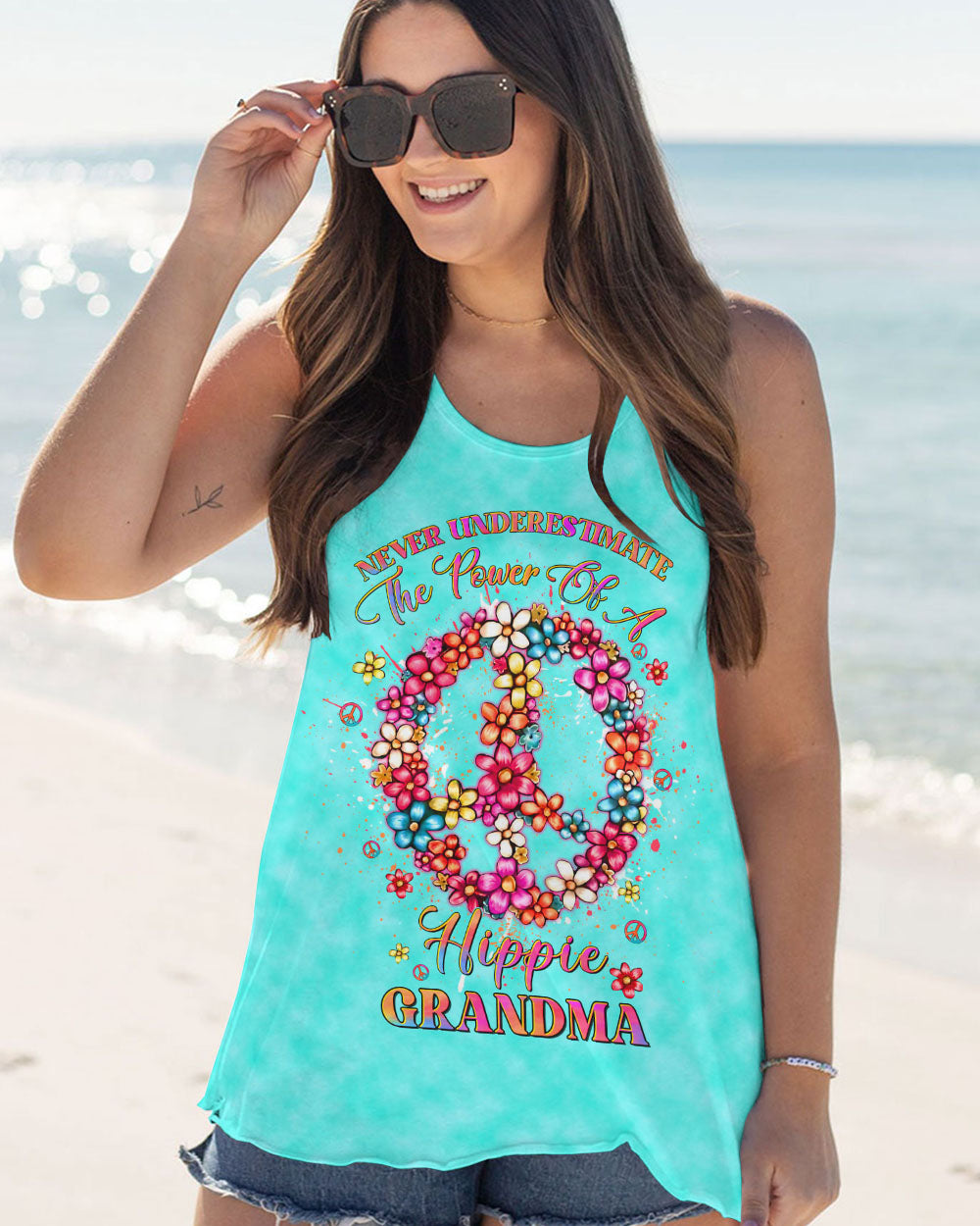 NEVER UNDERESTIMATE HIPPIE GRANDMA ALL OVER PRINT - YHDU1506233