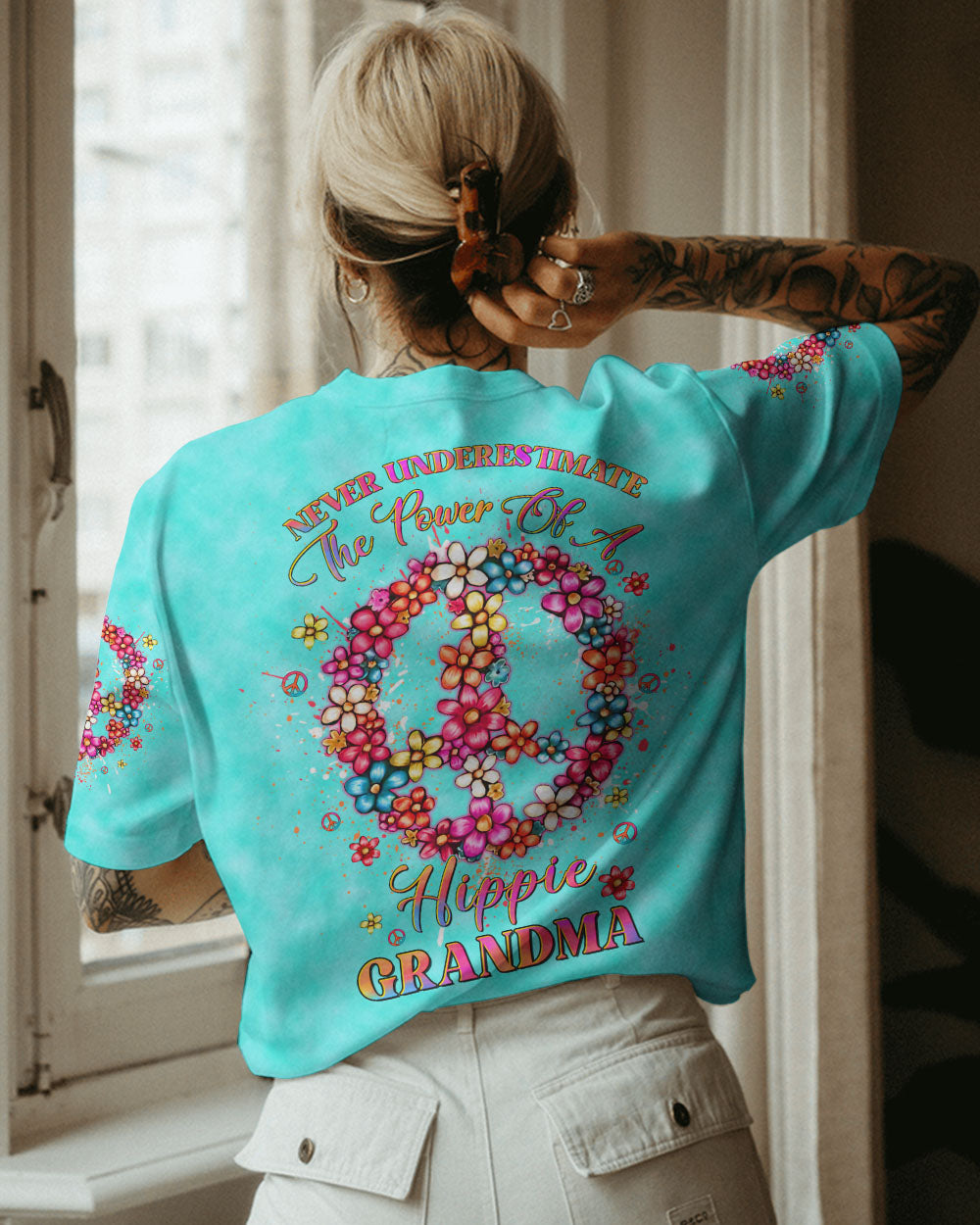 NEVER UNDERESTIMATE HIPPIE GRANDMA ALL OVER PRINT - YHDU1506233
