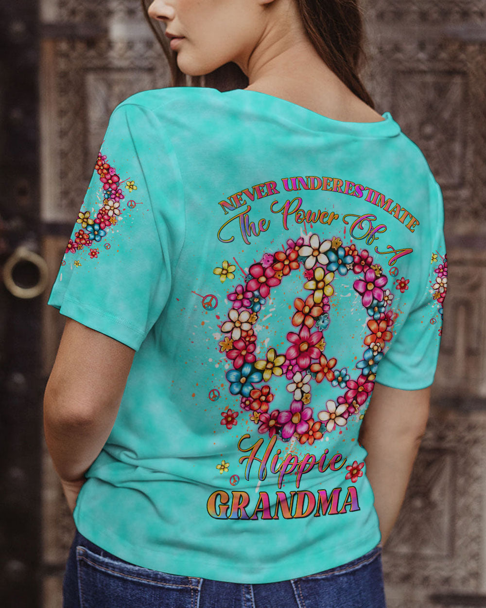 NEVER UNDERESTIMATE HIPPIE GRANDMA ALL OVER PRINT - YHDU1506233