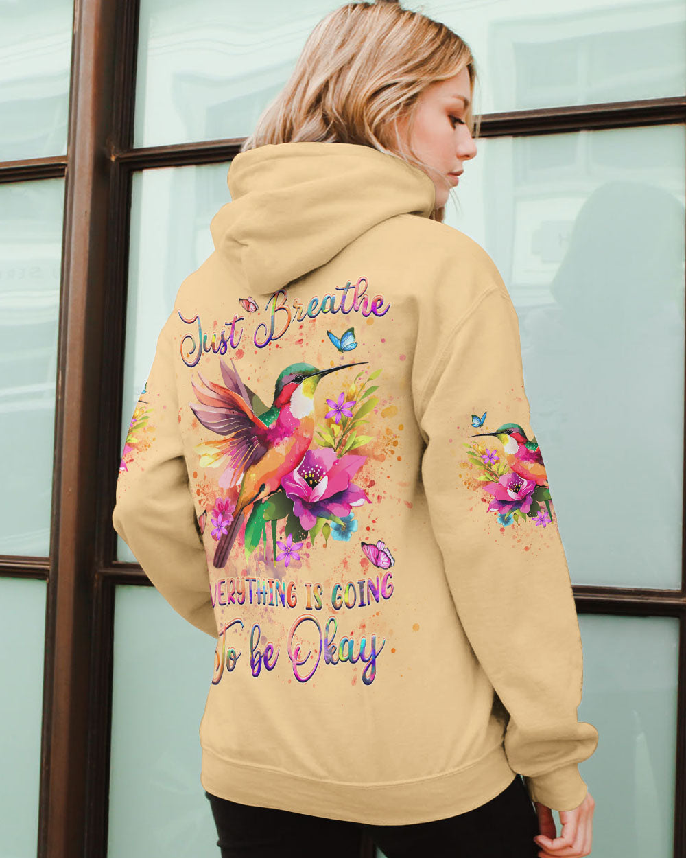 JUST BREATHE HUMMINGBIRD ALL OVER PRINT - YHDU1507242