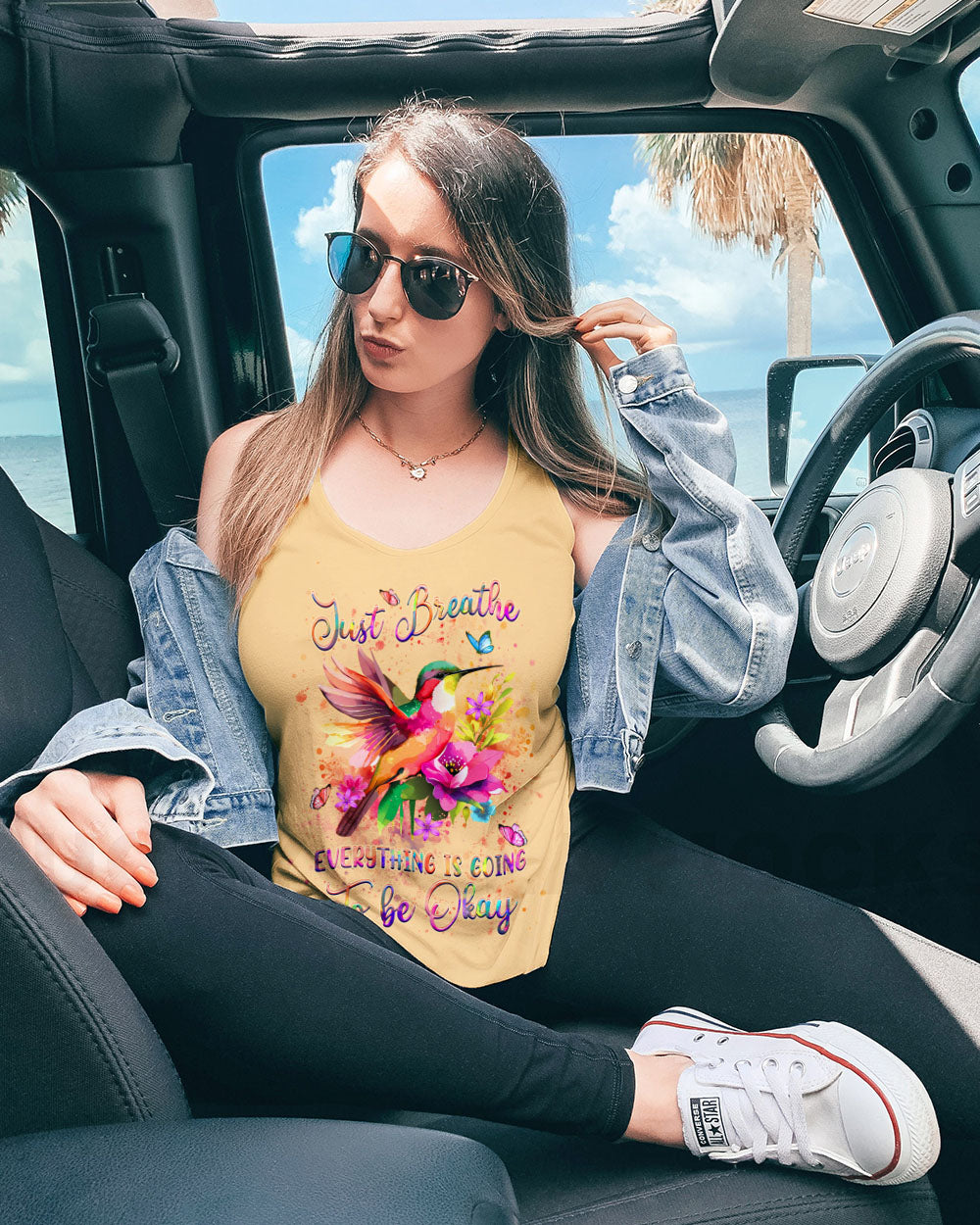 JUST BREATHE HUMMINGBIRD ALL OVER PRINT - YHDU1507242