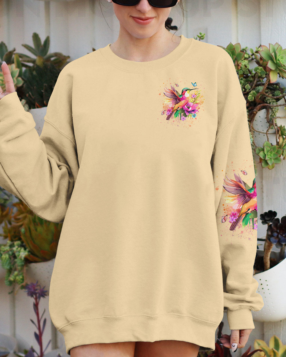 JUST BREATHE HUMMINGBIRD ALL OVER PRINT - YHDU1507242