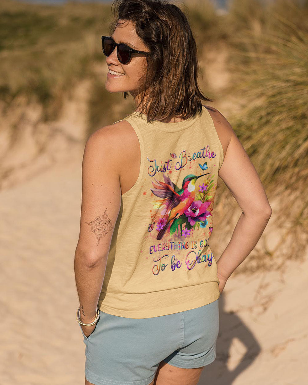 JUST BREATHE HUMMINGBIRD ALL OVER PRINT - YHDU1507242