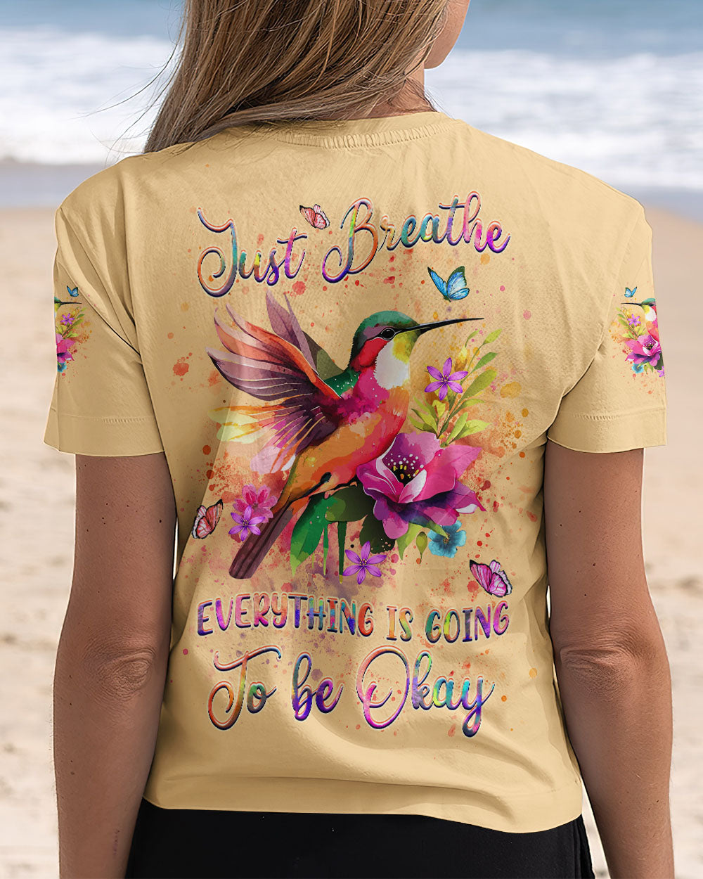 JUST BREATHE HUMMINGBIRD ALL OVER PRINT - YHDU1507242