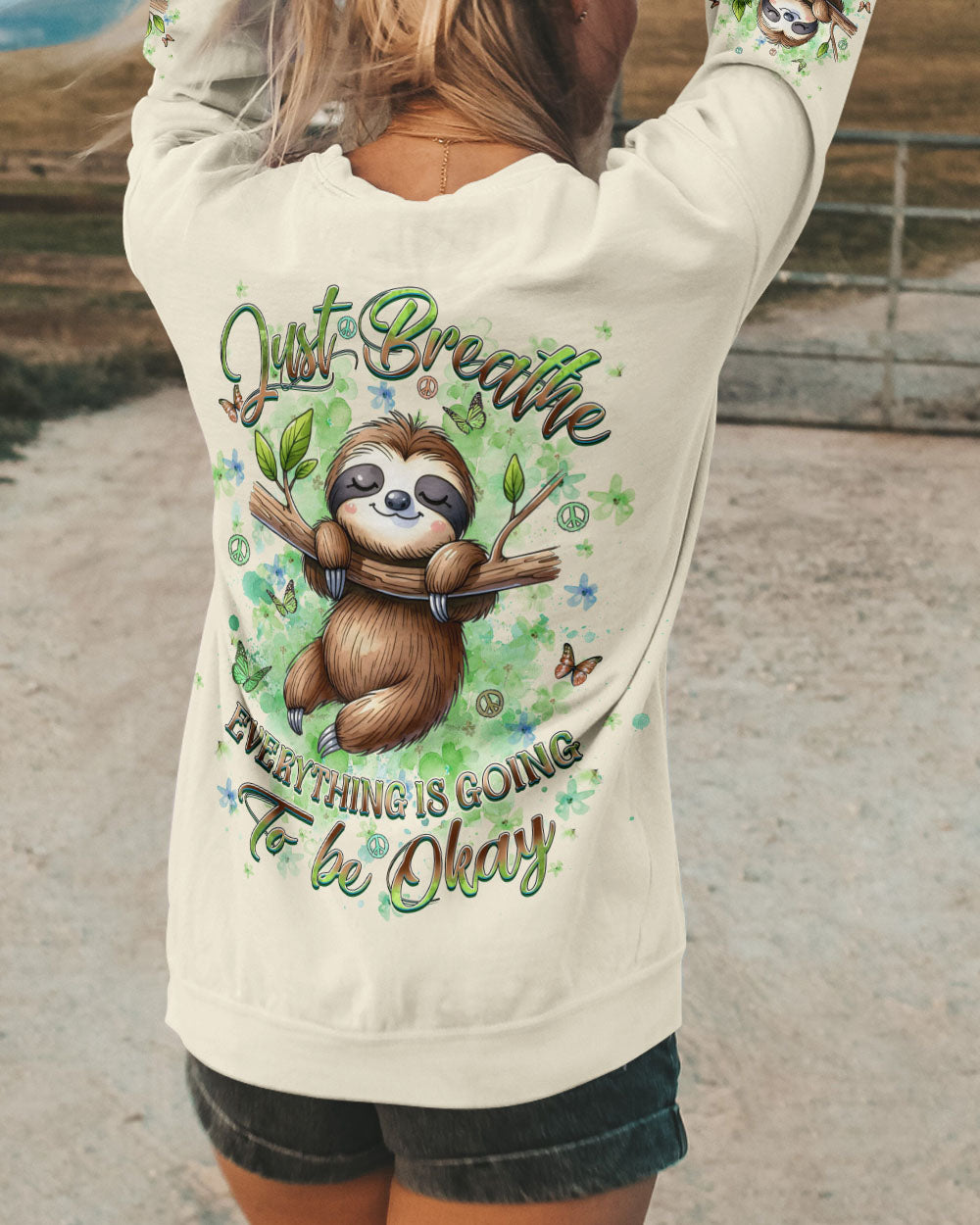 JUST BREATHE SLOTH ALL OVER PRINT - YHDU1507251