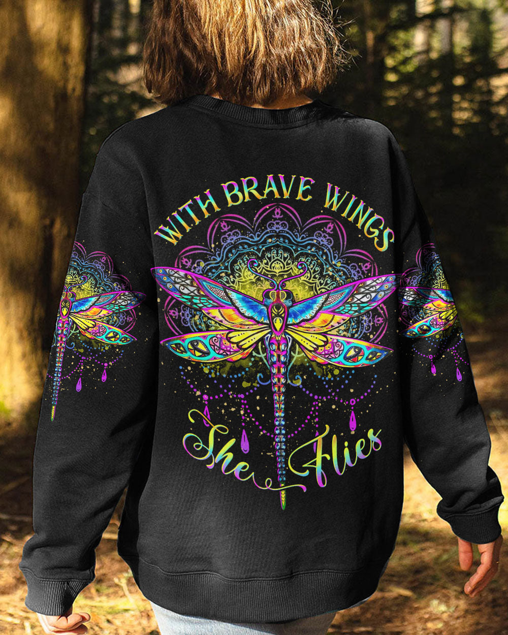 WITH BRAVE WINGS SHE FLIES ALL OVER PRINT - YHDU1606231