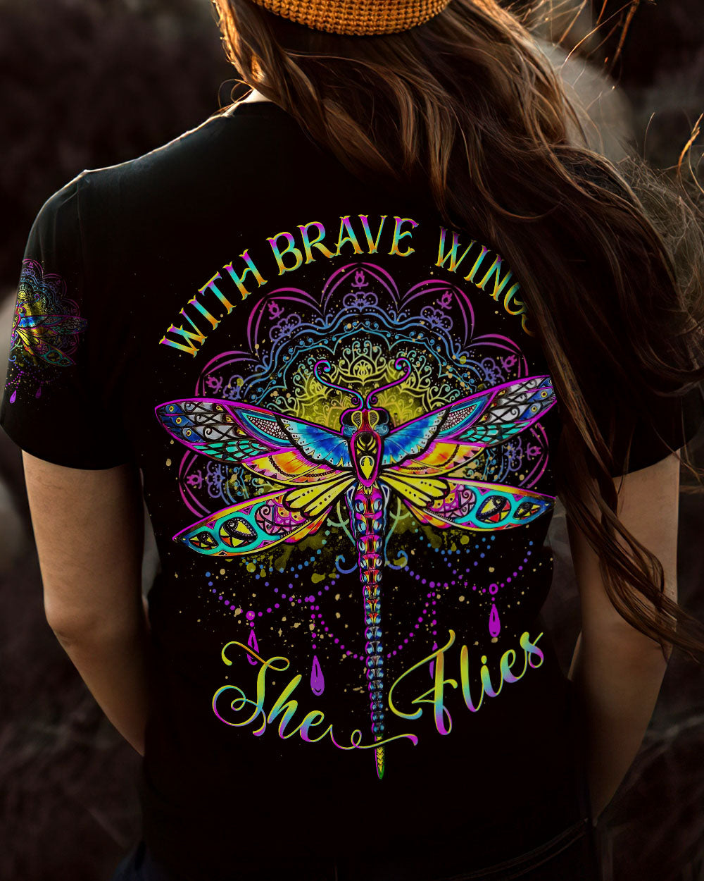 WITH BRAVE WINGS SHE FLIES ALL OVER PRINT - YHDU1606231