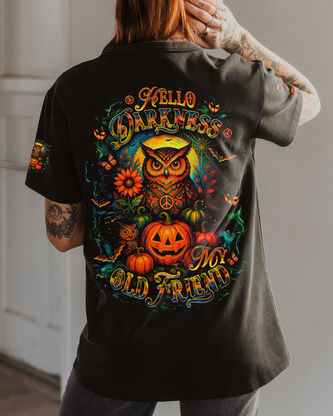 HELLO DARKNESS MY OLD FRIEND OWL HALLOWEEN ALL OVER PRINT - YHDU1607253