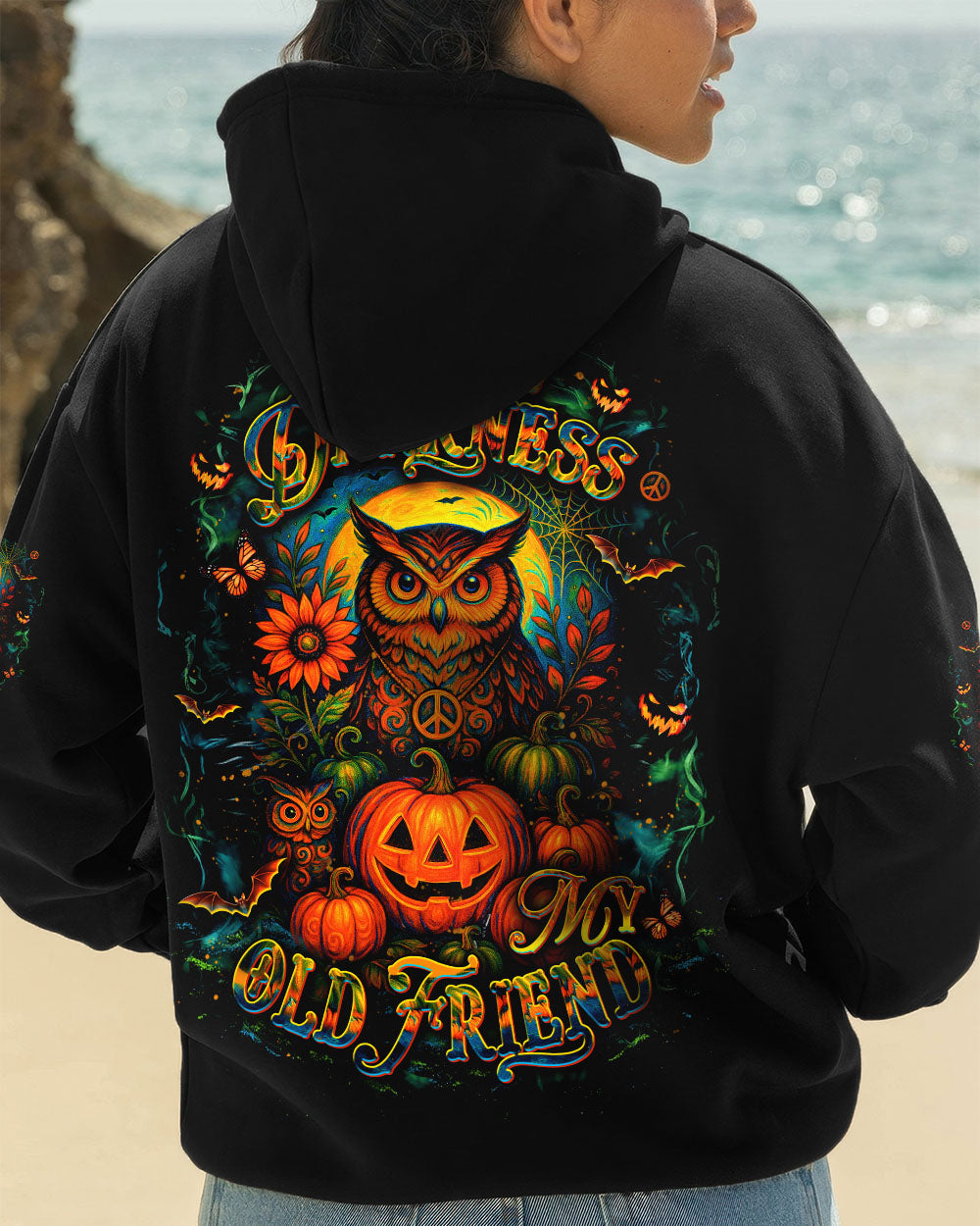 HELLO DARKNESS MY OLD FRIEND OWL HALLOWEEN ALL OVER PRINT - YHDU1607253