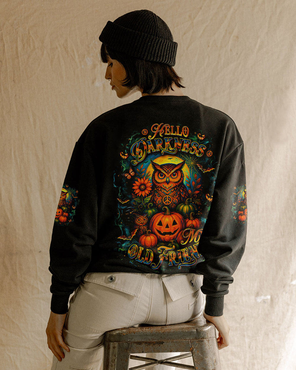 HELLO DARKNESS MY OLD FRIEND OWL HALLOWEEN ALL OVER PRINT - YHDU1607253