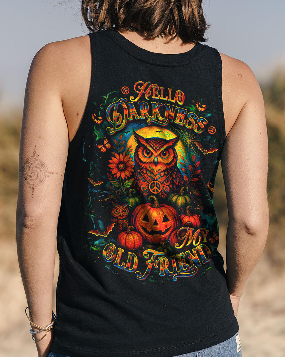 HELLO DARKNESS MY OLD FRIEND OWL HALLOWEEN ALL OVER PRINT - YHDU1607253