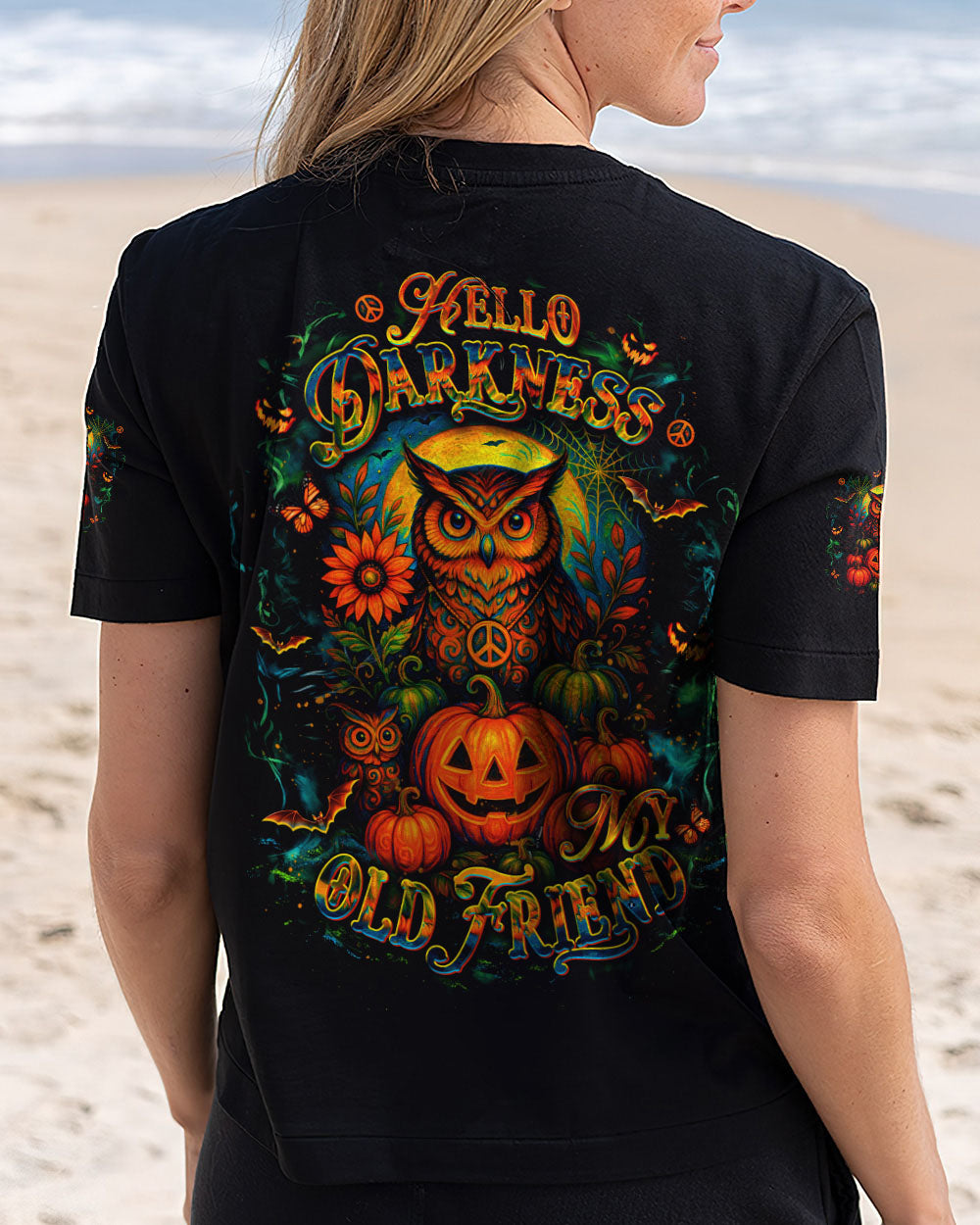 HELLO DARKNESS MY OLD FRIEND OWL HALLOWEEN ALL OVER PRINT - YHDU1607253