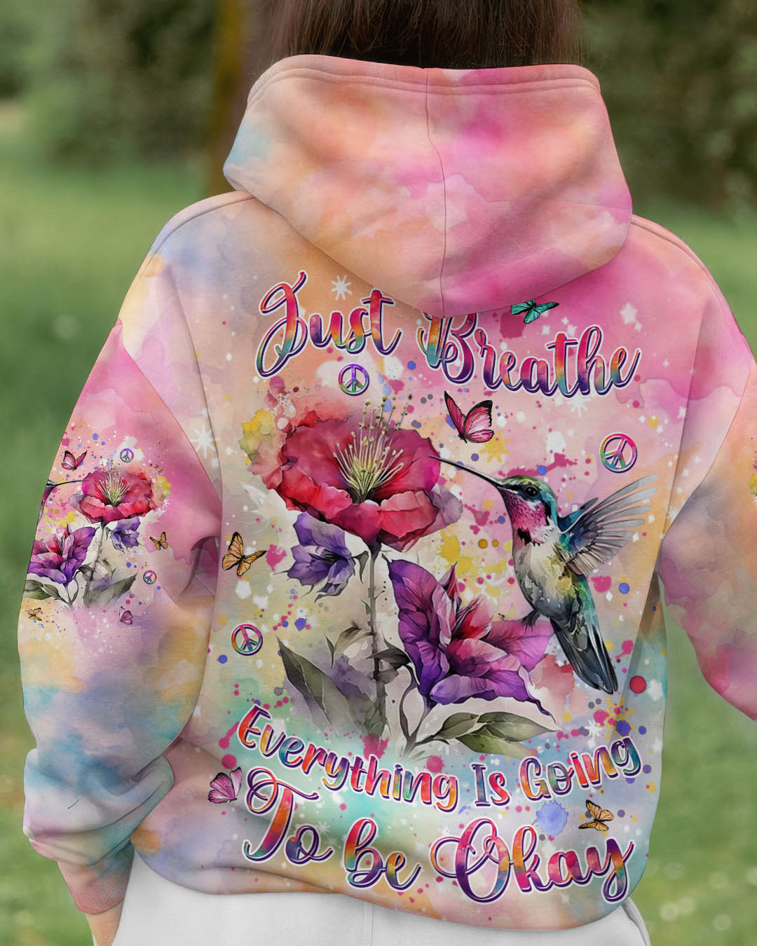 JUST BREATHE HUMMINGBIRD ALL OVER PRINT - YHDU1610243