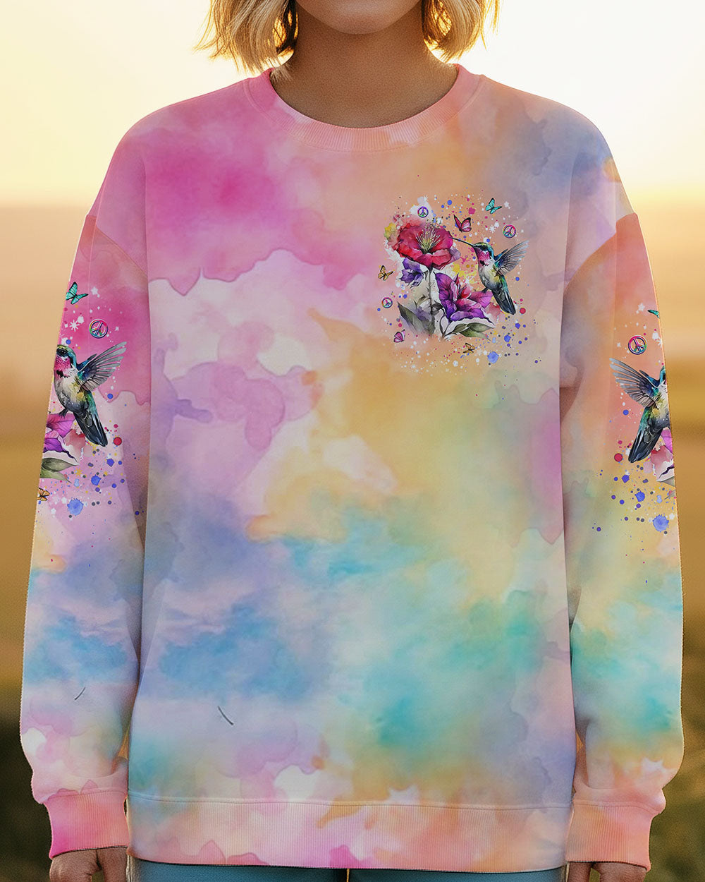 JUST BREATHE HUMMINGBIRD ALL OVER PRINT - YHDU1610243