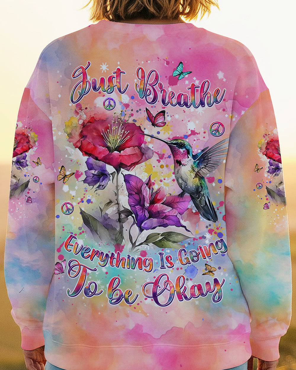 JUST BREATHE HUMMINGBIRD ALL OVER PRINT - YHDU1610243