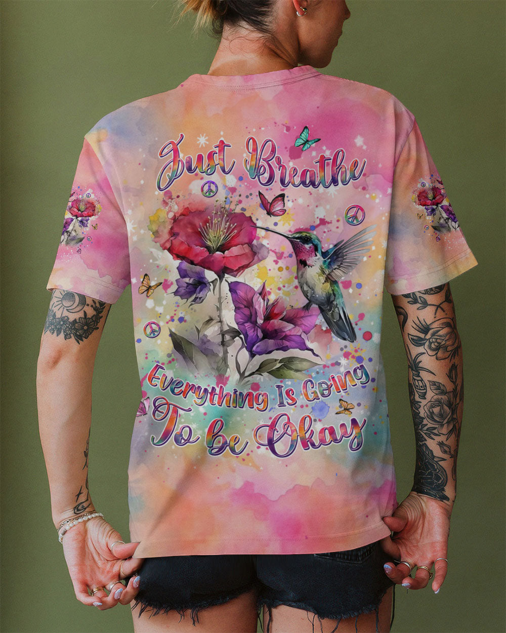 JUST BREATHE HUMMINGBIRD ALL OVER PRINT - YHDU1610243