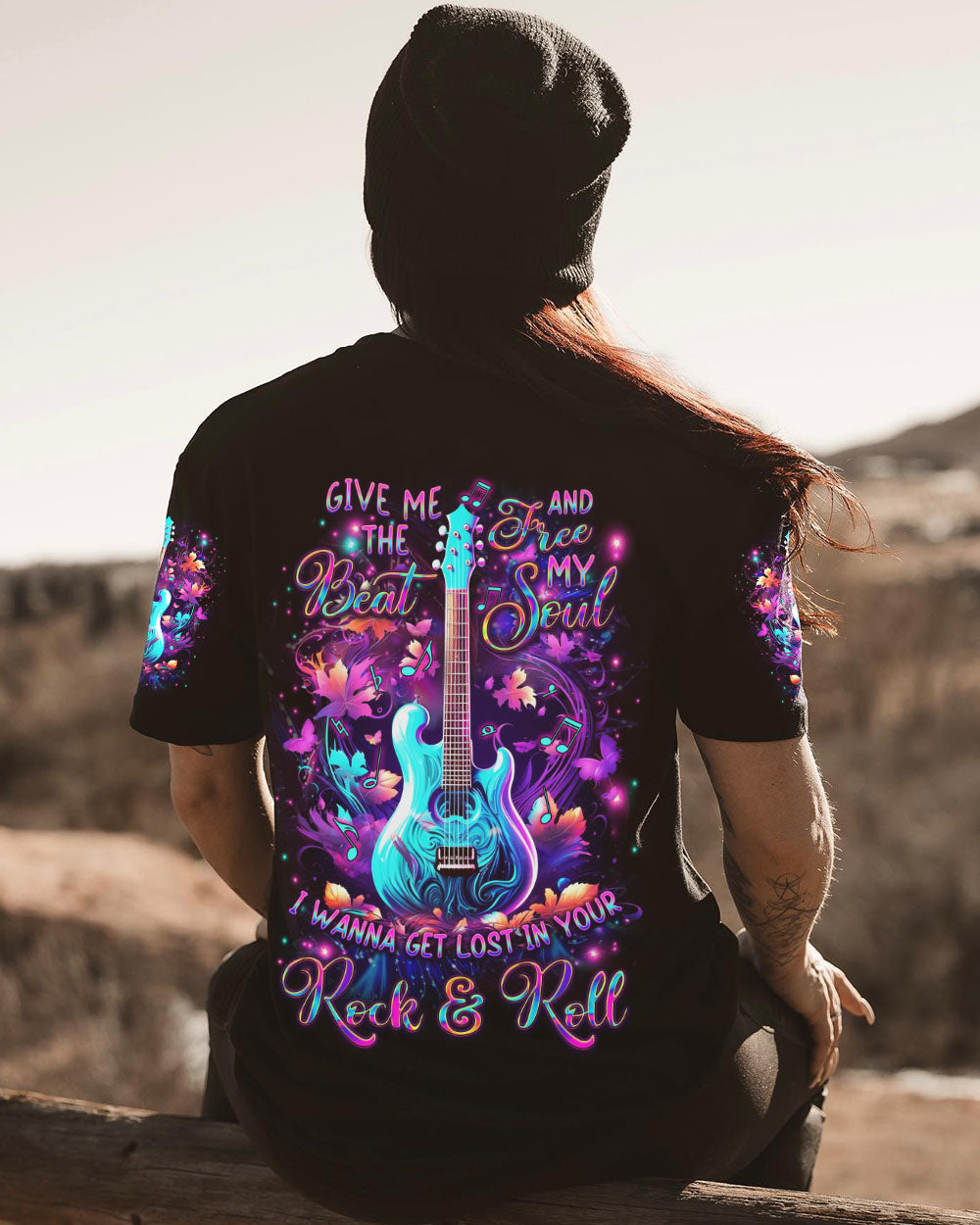 GIVE ME THE BEAT AND FREE MY SOUL GUITAR ALL OVER PRINT - YHDU1708231