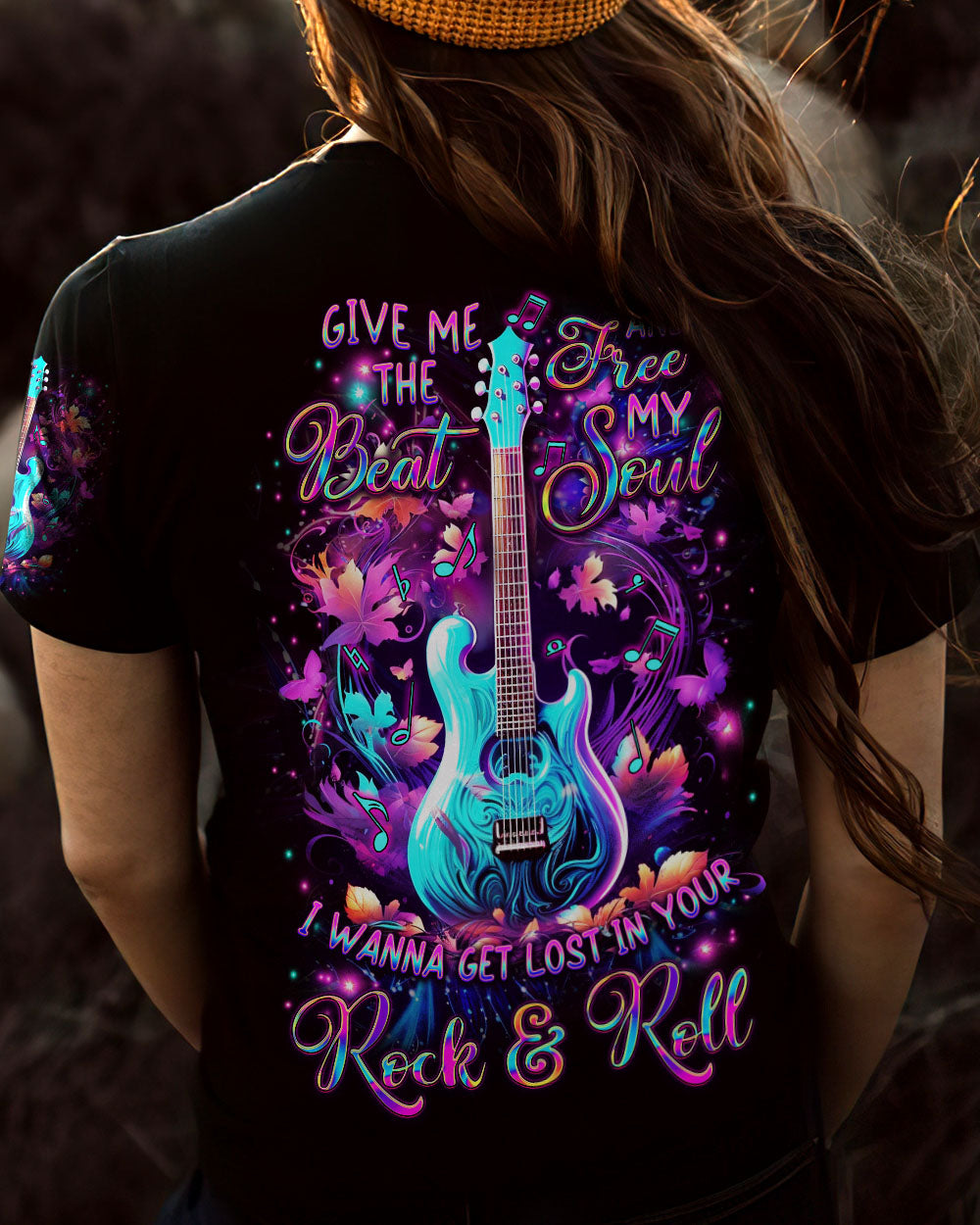 GIVE ME THE BEAT AND FREE MY SOUL GUITAR ALL OVER PRINT - YHDU1708231