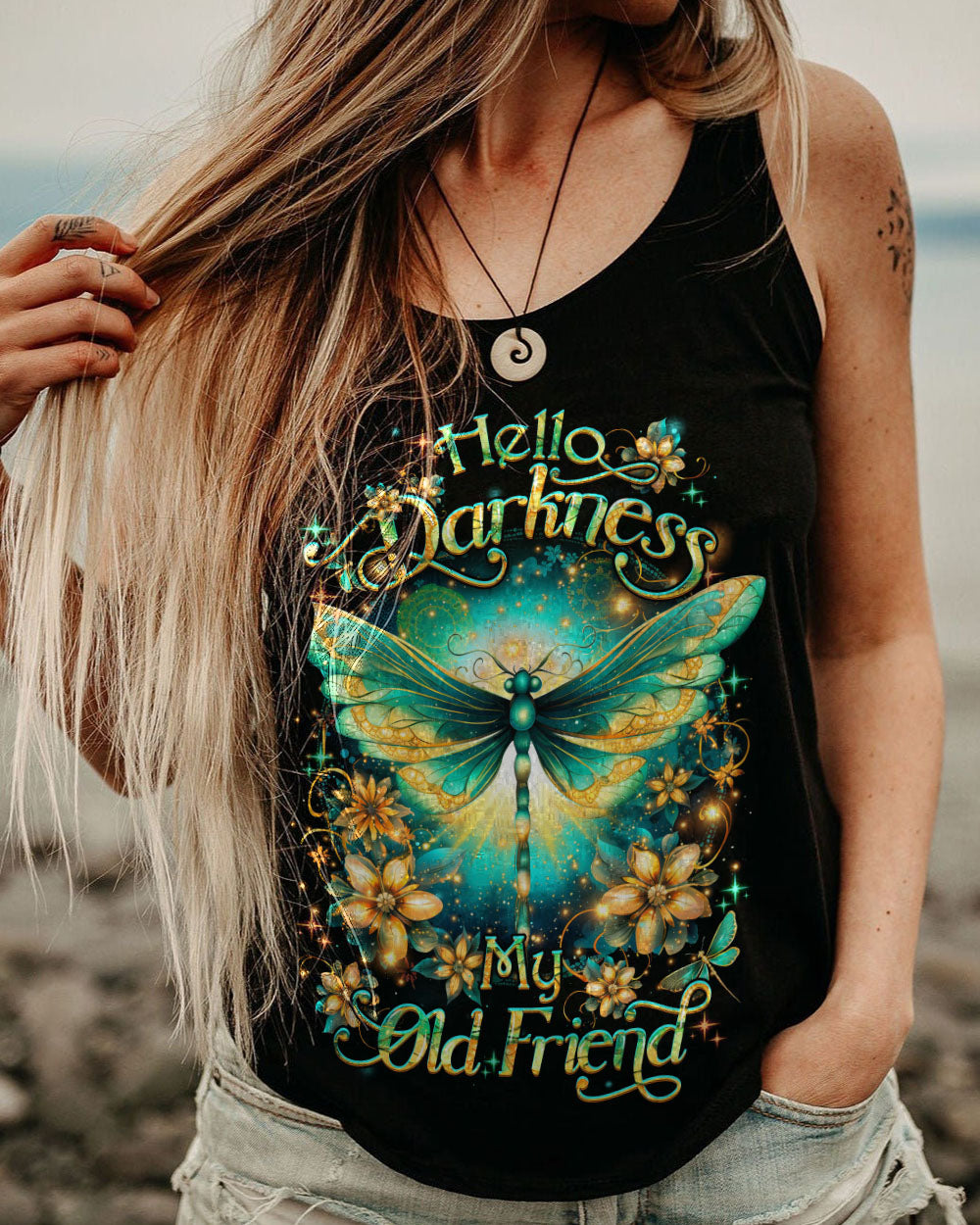 HELLO DARKNESS MY OLD FRIEND DRAGONFLY ALL OVER PRINT - YHDU1807231