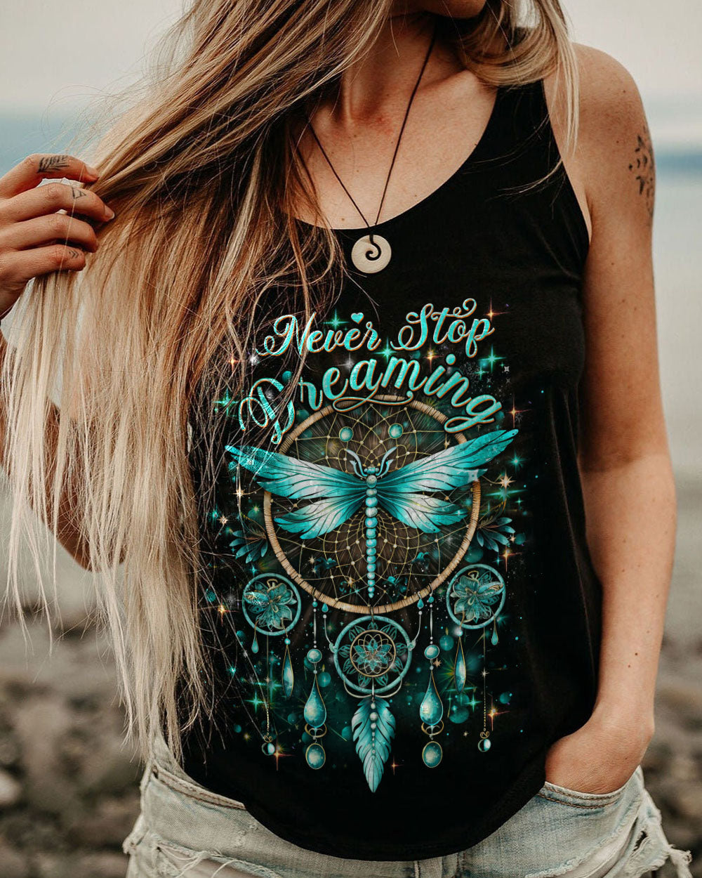 NEVER STOP DREAMING DRAGONFLY ALL OVER PRINT - YHDU1807232