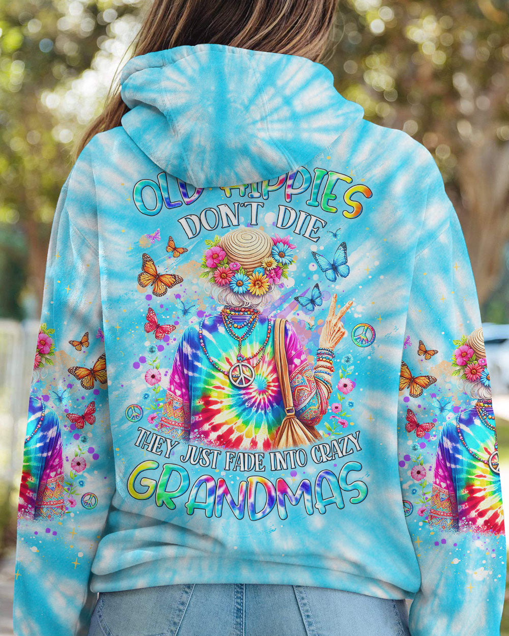 OLD HIPPIES DON'T DIE HIPPIE GRANDMAS ALL OVER PRINT - YHDU1812232