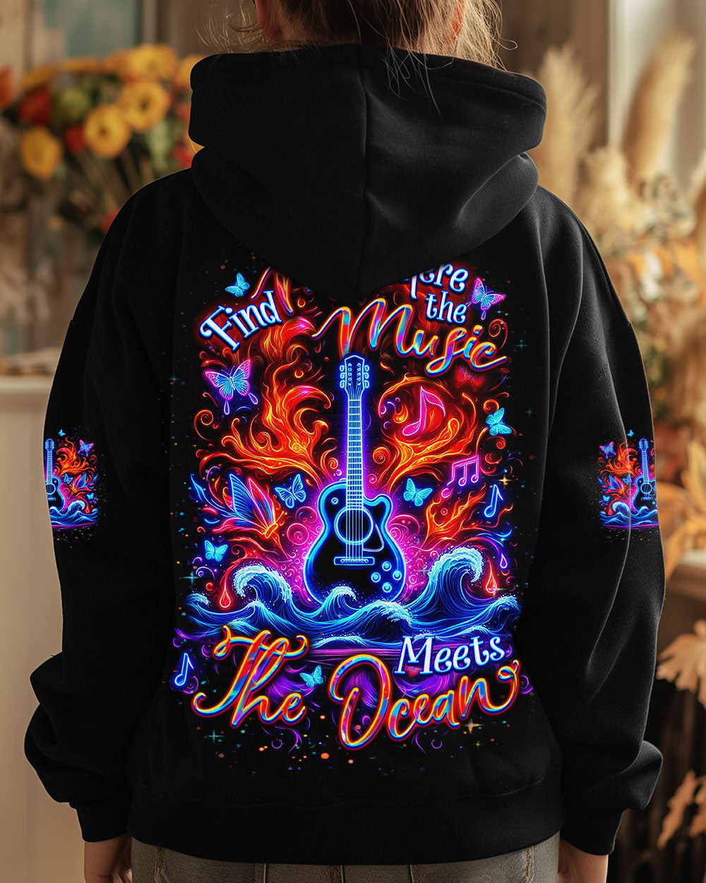 FIND ME WHERE THE MUSIC MEETS THE OCEAN GUITAR ALL OVER PRINT - YHDU1904251