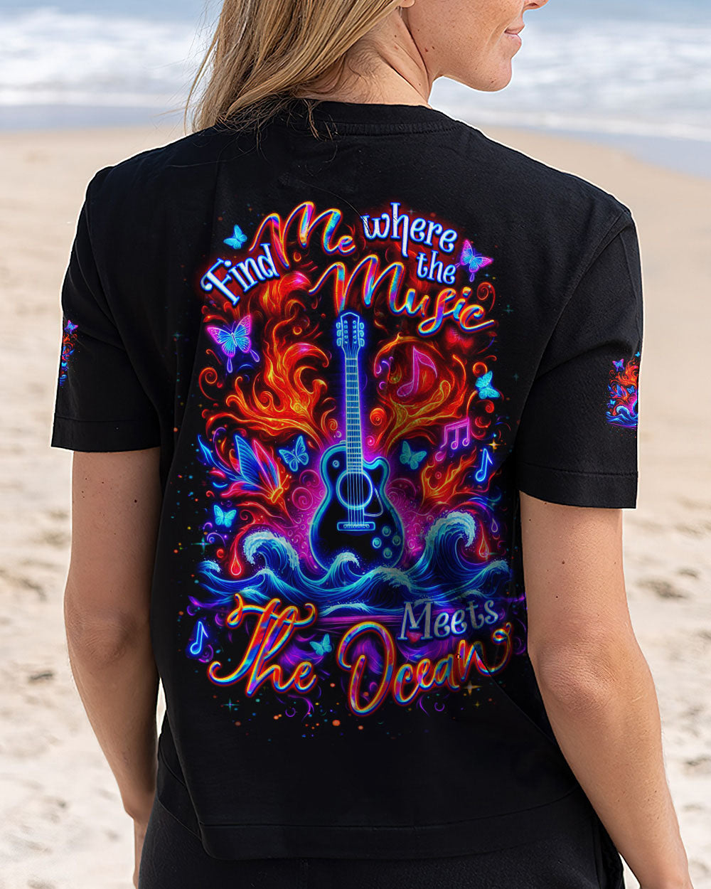 FIND ME WHERE THE MUSIC MEETS THE OCEAN GUITAR ALL OVER PRINT - YHDU1904251