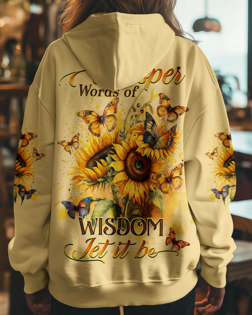 WHISPER WORDS OF WISDOM SUNFLOWER BUTTERFLY ALL OVER PRINT - YHDU1906232